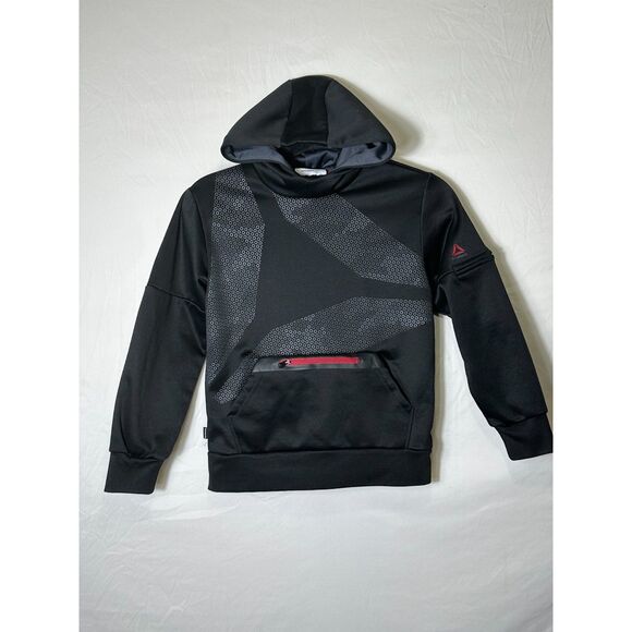 Reebok Boys All Over Print Pullover Hoodie Zip Pockets, Size M(8) - Picture 2 of 4